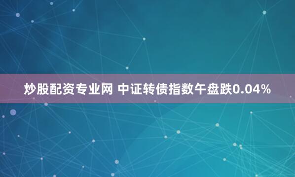 炒股配资专业网 中证转债指数午盘跌0.04%